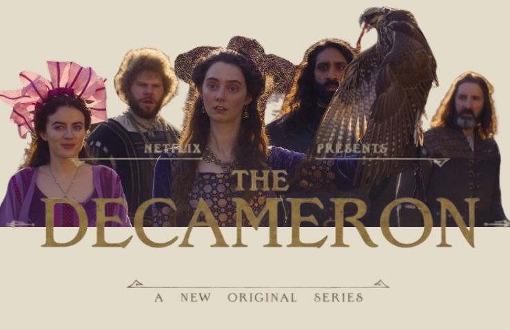 Scritta uscita The Decameron e scena della serie tv